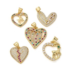 Латунные микро проложить кубического циркония подвески, сердце, стойки покрытие, долговечный, без свинца и без кадмия
