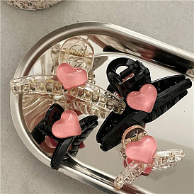 Pink girly heart love mini clip texture acrylic cross side bangs hair clip hair clip Korean version