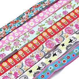 Jacquard Ribbon, Tyrolean Ribbon, Polyester Ribbon, for DIY Sewing Crafting, Home Decors, Floral Pattern