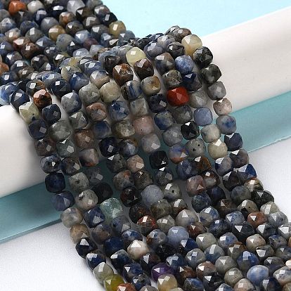 Natural Sodalite Beads Strands, Faceted, Square