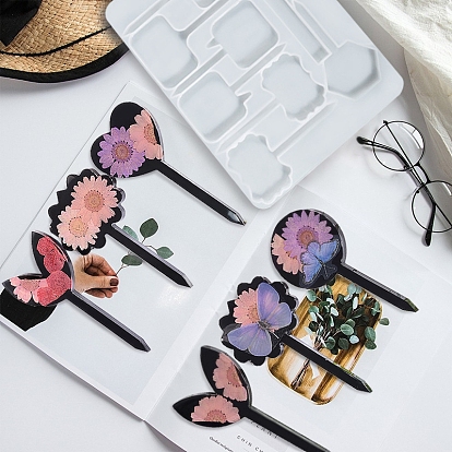 Moules en silicone pour cartes de marqueurs diy, moules de résine, outils de moule d'artisanat en argile