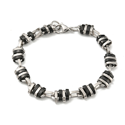 Two Tone 201 Stainless Steel Oval Link Chain Bracelet, 304 Stainless Steel Clasps