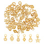 60Pcs 6 Style Electroplated Alloy Charms, Long-Lasting Plated, with Brass Loops, Mixed Shapes