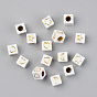 Vacuum Plating Acrylic Beads, Opaque, Cube with Mixed Shaped, White