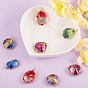 10Pcs 5 Style Two Tone Transparent Glass Pendants, with Golden Plated Brass Settings, Faceted, Mixed Shape