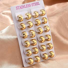 201 Широкие серьги-кольца из нержавеющей стали, с 304 штифтов из нержавеющей стали, вакуумное покрытие pvd, Кольцевая форма