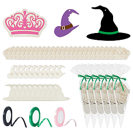 Наборы для самостоятельного изготовления украшений для вечеринки в стиле феи, в том числе деревянные подвески, хранение конфетных печеньек в рожках, Полиэфирная лента