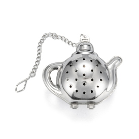 Infuseur à thé en forme de théière, avec chaîne et crochet, thé en vrac 304 passoire à thé en maille d'acier inoxydable