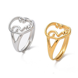 304 Stainless Steel Hollow Abstract Face Adjustable Rings