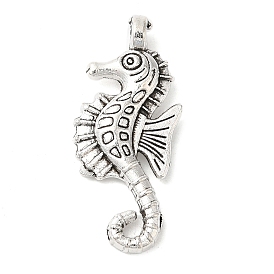 Tibetan Style Alloy Sea Horse Pendants, Cadmium Free & Lead Free, 28.8x12.3x4mm, Hole: 2mm, about 454pcs/500g