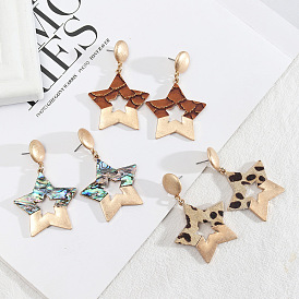 Stylish Leather Starfish Earrings with Abalone Shell - Unique and Trendy Women's Accessories