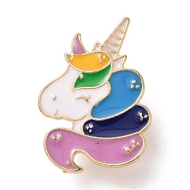Unicorn Enamel Pin, Light Gold Plated Alloy Badge for Backpack Clothes