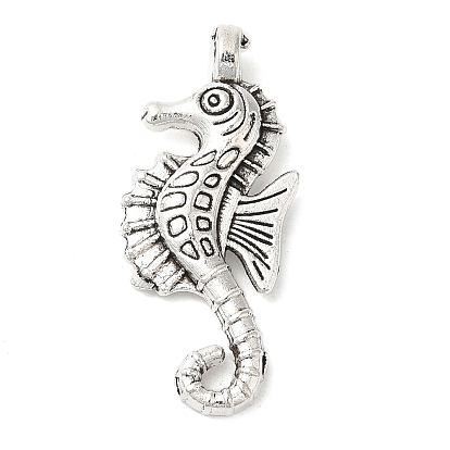Tibetan Style Alloy Sea Horse Pendants, Cadmium Free & Lead Free, 28.8x12.3x4mm, Hole: 2mm, about 454pcs/500g
