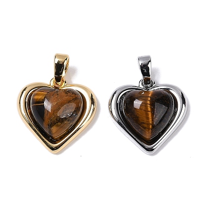 Латунь с подвесками из тигрового глаза, сердце