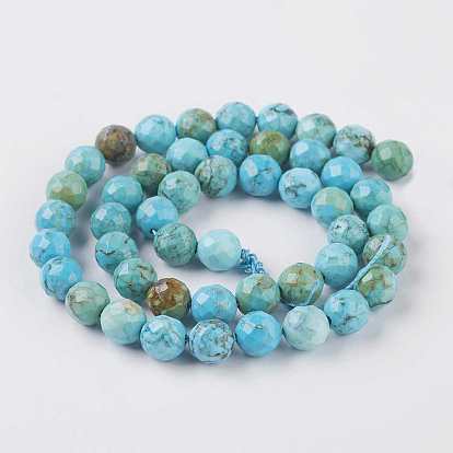 Natural Magnesite Beads Strands, Dyed & Heated, Faceted, Round