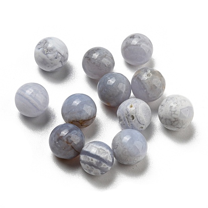 Natural Blue Lace Agate Beads, No Hole/Drilled, Round