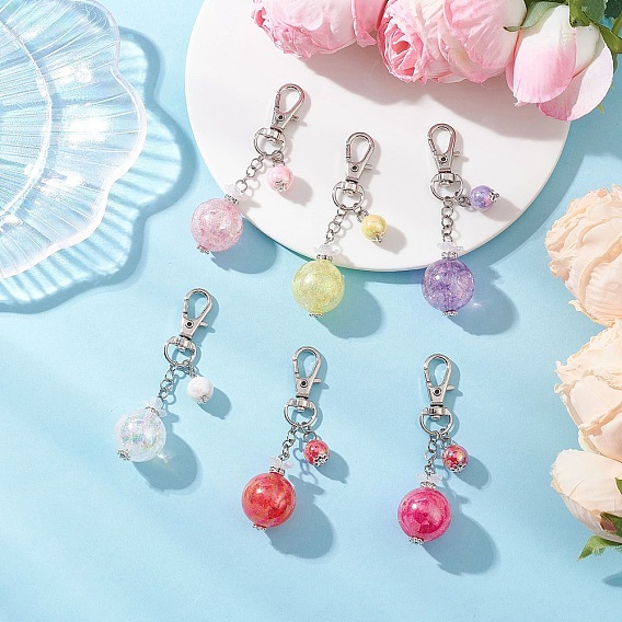 6 шт. круглые акриловые подвески украшения, с поворотными застежками сплава