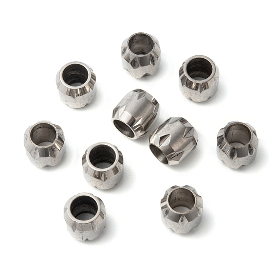 Stainless Steel Beads, Large Hole Column Beads, Ion Plating (IP), 10x10mm, Hole: 6mm