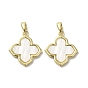 Brass Pave Shell Pendants, Geometric Charms, Real 18K Gold Plated