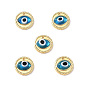 Handmade Lampwork Evil Eye Pendants, with Real 18K Gold Plated Brass Findings, Lead Free & Cadmium free, Flat Round Charm