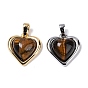 Латунь с подвесками из тигрового глаза, сердце