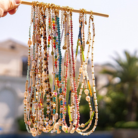 Ожерелья ручной работы из натурального жемчуга, камней и ракушек, ожерелье из нержавеющей стали ювелирные изделия для женщин