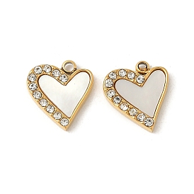 304 Подвески из нержавеющей стали со стразами, покрытые ионным напылением (IP), сердце