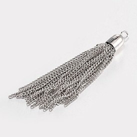 Borla de cadena de latón borla grandes colgantes, 59x6 mm, agujero: 3 mm