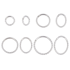 8Pcs 4 Size Twisted Rope Shape Hoop Earrings, Chunky 304 Stainless Steel Earrings for Girl Women