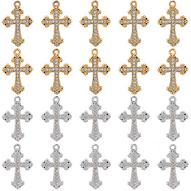 40шт 2 цветной сплав подвески со стразами, УФ-покрытием, крестик