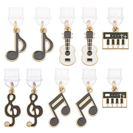 10 шт. 5 стили сплав эмаль мобильный пылезащитный штекер, с пылезащитными заглушками из ПВХ, нотная запись