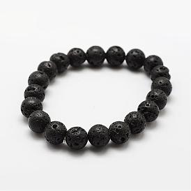 Natural Lava Rock Round Beads Stretch Bracelets