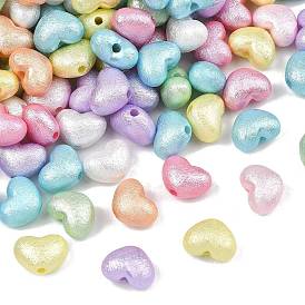 Textured Opaque ABS Imitation Pearl Beads, Heart