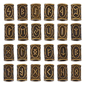 1 набор европейских бусин из сплава, бусины с большим отверстием, столбец с руной / futhark / futhorc