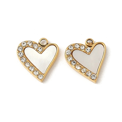 304 Подвески из нержавеющей стали со стразами, покрытые ионным напылением (IP), сердце