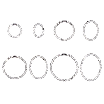 8Pcs 4 Size Twisted Rope Shape Hoop Earrings, Chunky 304 Stainless Steel Earrings for Girl Women