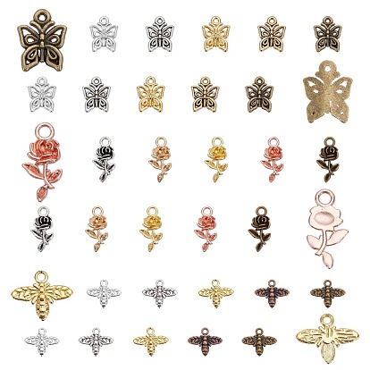 150Pcs 15 Style Tibetan Style Alloy Pendants, Mixed Shapes
