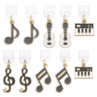 10 шт. 5 стили сплав эмаль мобильный пылезащитный штекер, с пылезащитными заглушками из ПВХ, нотная запись