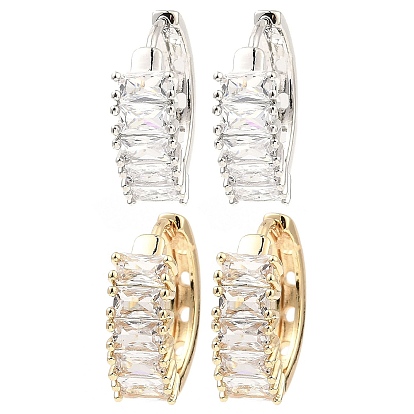 Серьги-кольца из латуни с цирконием, прямоугольные