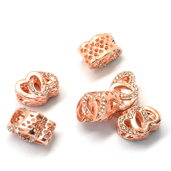 Европейские бусины, сплав, стразы , бусины с большим отверстием, сердце