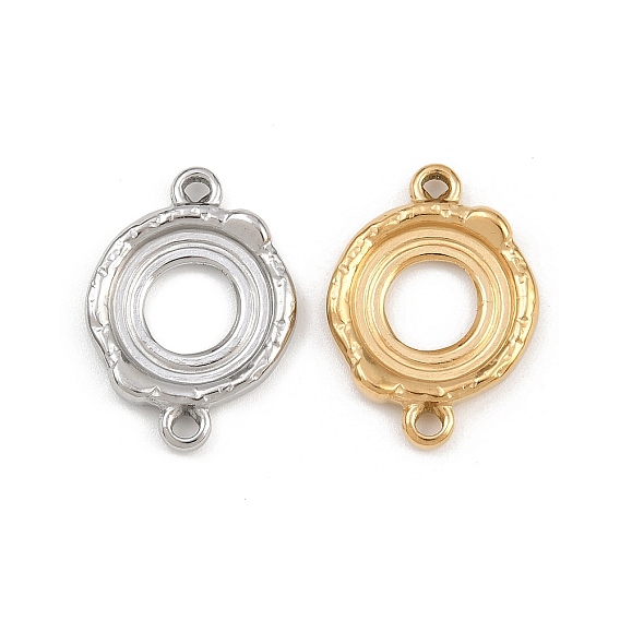 304 оправы для кабошонов из нержавеющей стали, плоские круглые ссылки, ионное покрытие (ip)