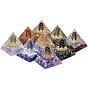 Orgonite Pyramid Resin Energy Generators, Reiki Wire Wrapped Natural Gemstone Hexagonal Prism Inside for Home Office Desk Decoration
