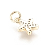 Brass Micro Pave Cubic Zirconia Charms, with Jump Ring, Long-Lasting Plated, Real 18K Gold Plated, Flower