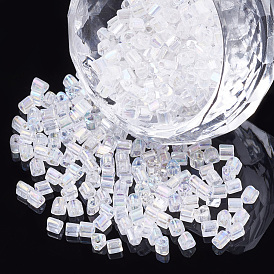 Glass Seed Beads, Transparent Colours Rainbow, Triangle Hole