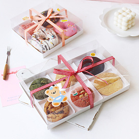 Бумажная коробка для торта, прямоугольник с 6 отсеком и прозрачным окном, коробка для упаковки кексов для выпечки