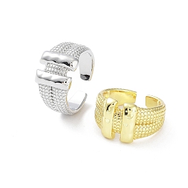 Rectangle Shape Rack Plating Brass Open Cuff Ring for Women, Long-Lasting Plated, Lead Free & Cadmium Free