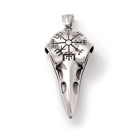 Tibetan Style 304 Stainless Steel Pendants, Bird Skull