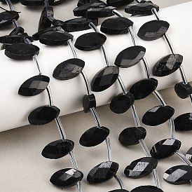 Натуральный черный турмалин бисер нитей, граненые, лошадиный глаз , Топ пробуренной, с пластиковыми трубчатыми бусинами