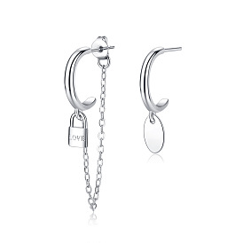 Tassel Chain Lock Earrings - Minimalist Long Fringe Dangle Ear Jewelry.