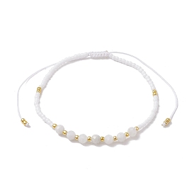 Bracelets réglables en perles naturelles mélangées et graines tressées